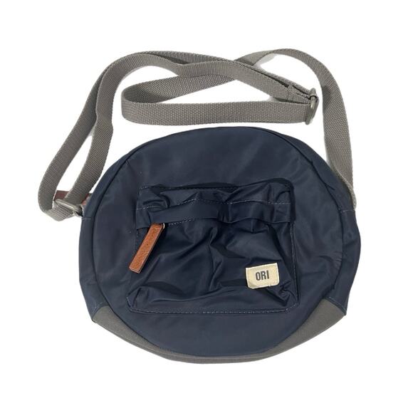 ORI London Bag Company Round Shoulder Bag Crossbody Purse Navy Blue 10” Nylon - Picture 1 of 10